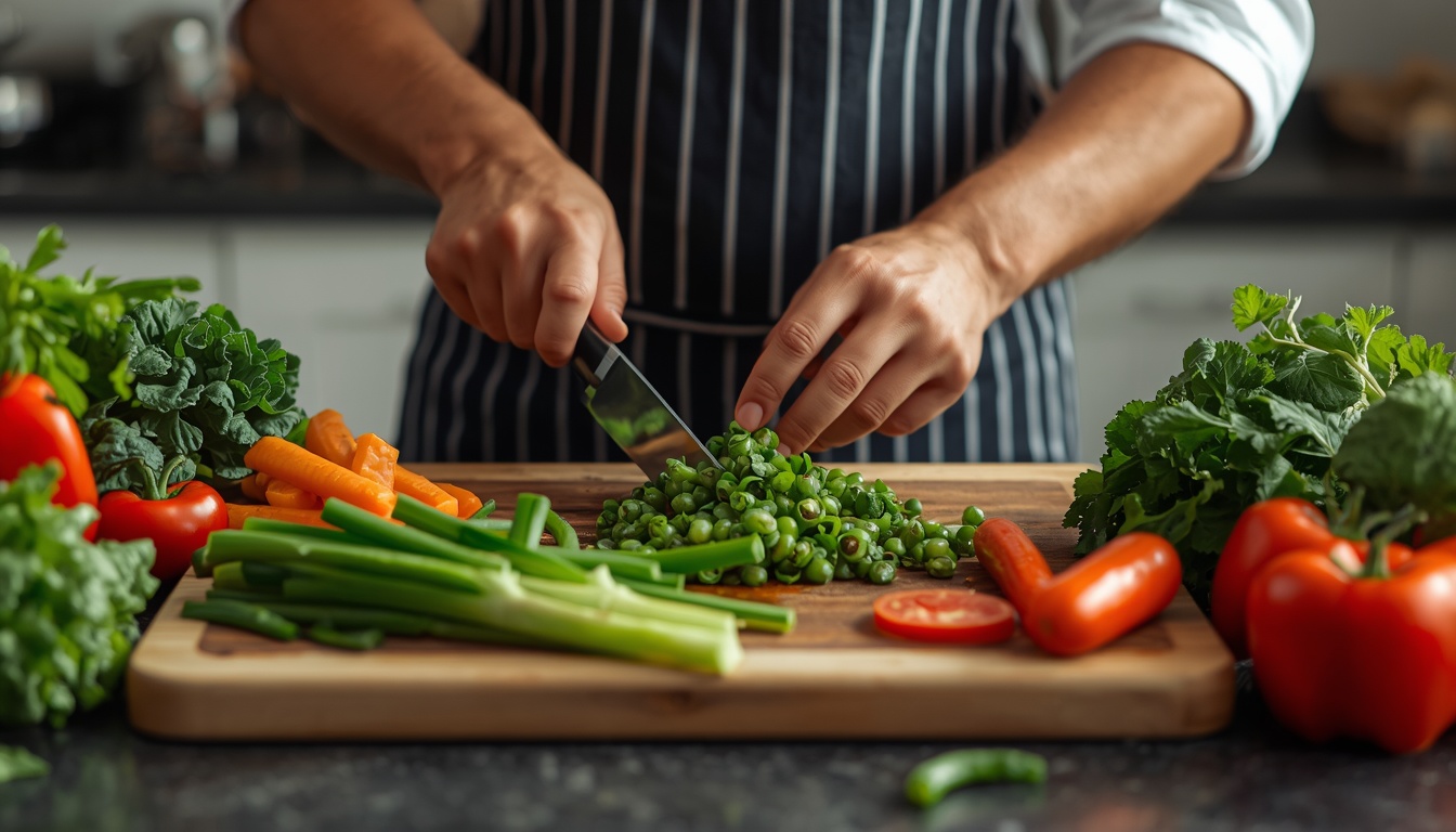 Beamherbwrist kitchen prep with fresh vegetables
